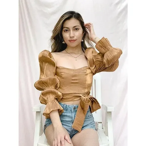 ELAN STUDIO Women's Dalgona Chiffon Dream Top Size M - Picture 1 of 8